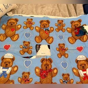 Vintage Hallmark Wamsutta Teddy Bear Fabric Panel Hearts 36x44 NOS